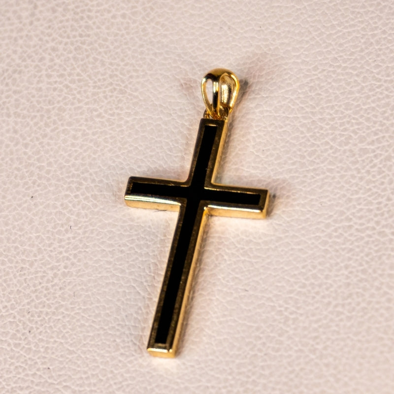14K Gold Black Cross