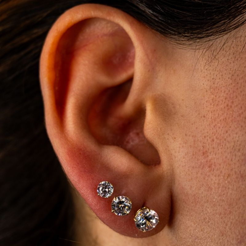 14K Stud Earring Gold Circular
