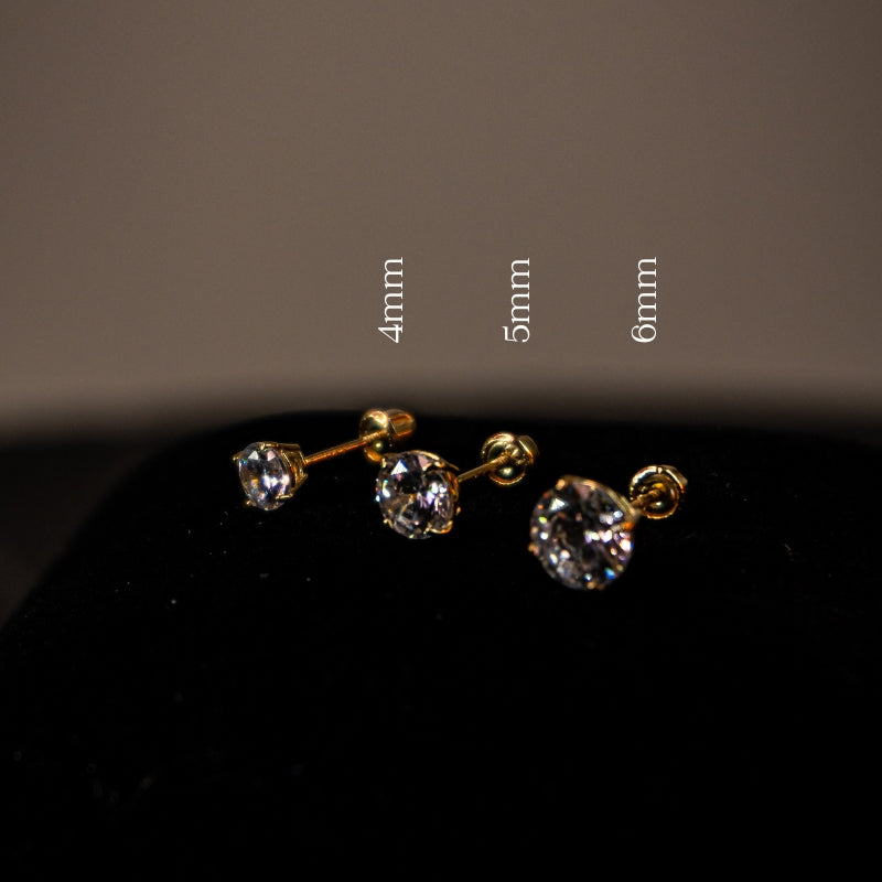 14K Stud Earring Gold Circular