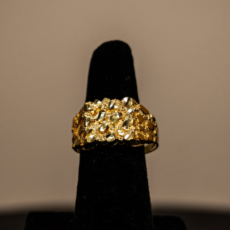 14K Gold Textured Cluster Ring