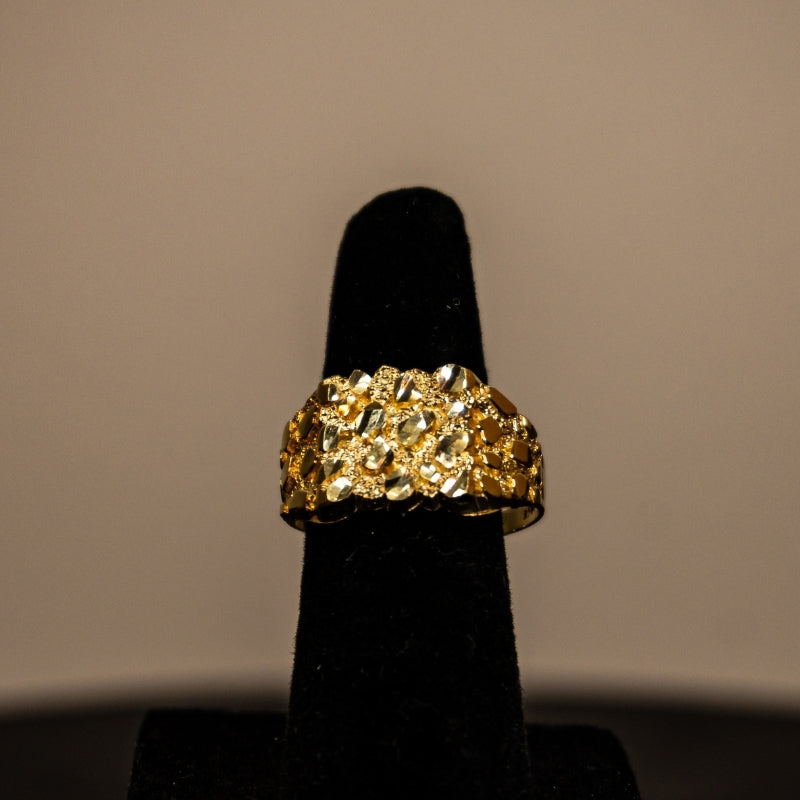 14K Gold Textured Cluster Ring