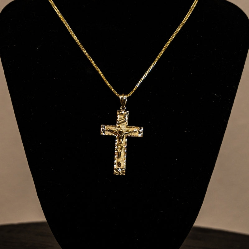 14K Gold Cristo Textured Pendant