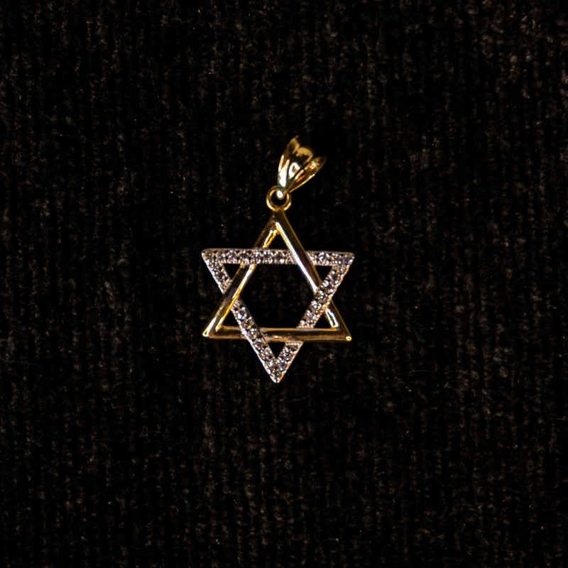 14K Gold Star David With Diamonds Pendant
