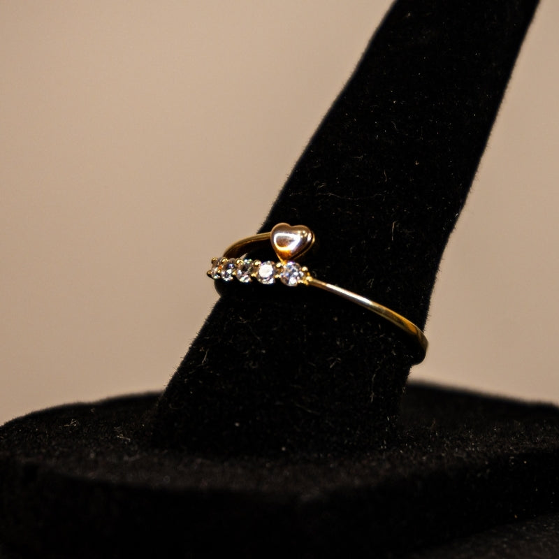 14K Gold Heart and Diamond Accent Ring
