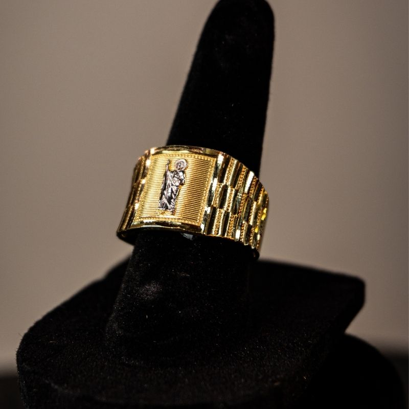 14K Gold San Judas #1 Ring Men