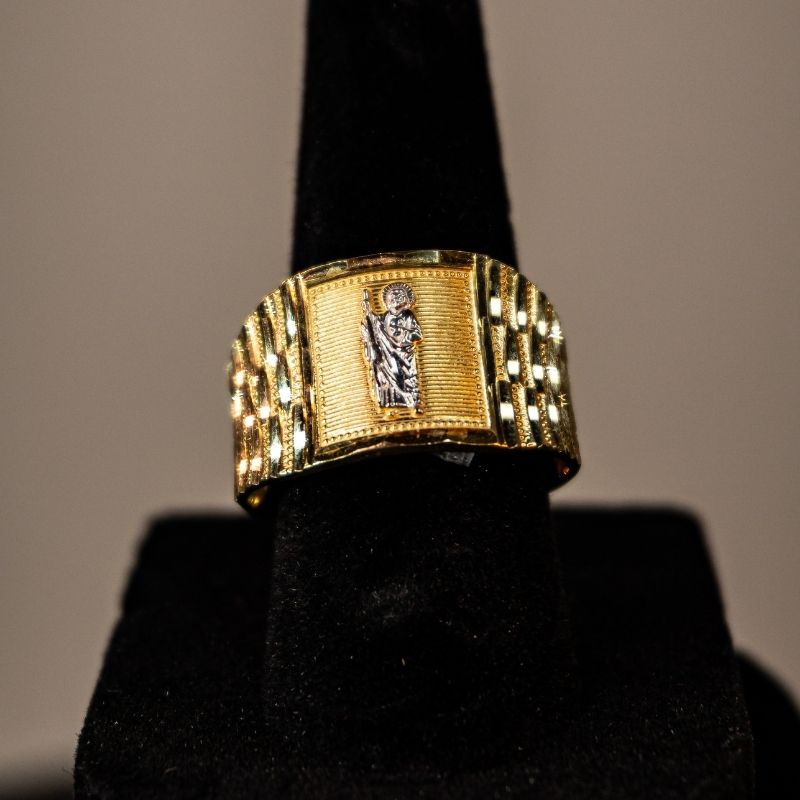 14K Gold San Judas #1 Ring Men