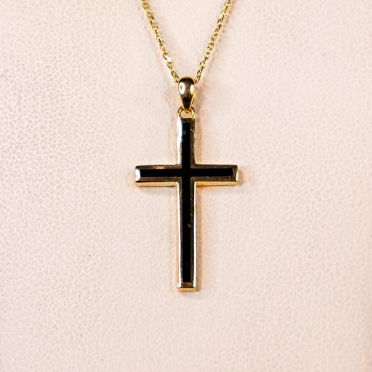 14K Gold Black Cross
