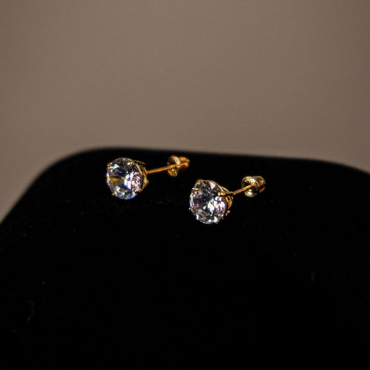 14K Stud Earring Gold Circular