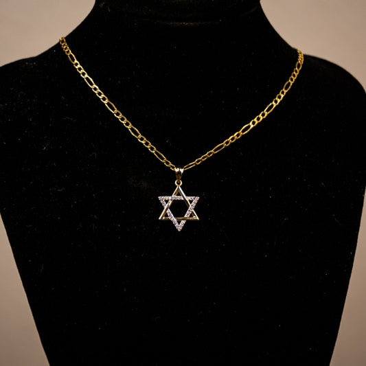 14K Gold Star David With Diamonds Pendant