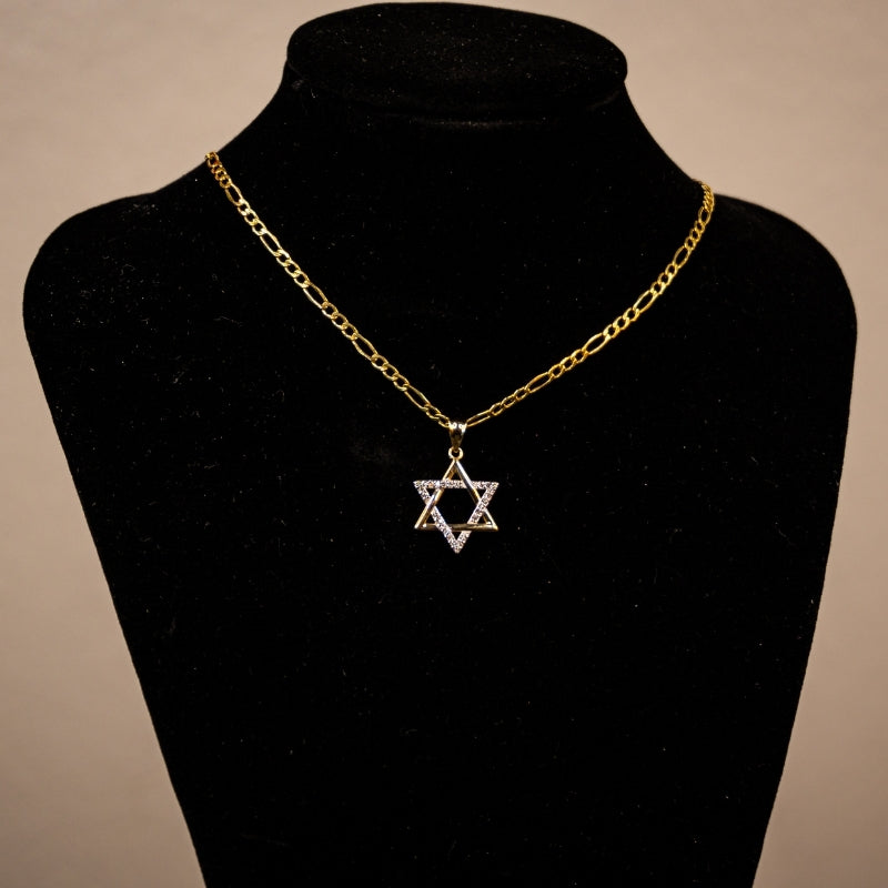 14K Gold Star David With Diamonds Pendant