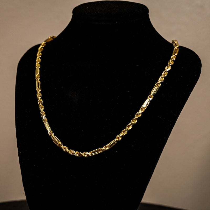 14K Gold Hollow Figaro Rope Chain