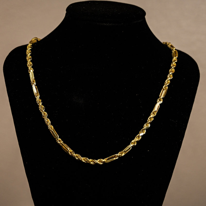 14K Gold Hollow Figaro Rope Chain