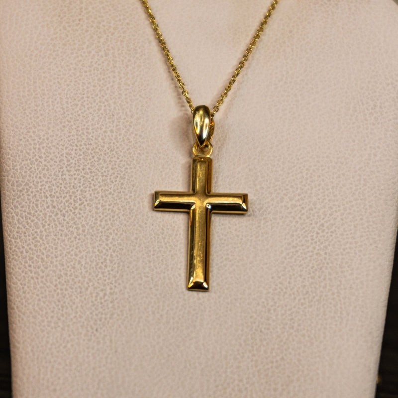14K Gold Flat Cross Pendant