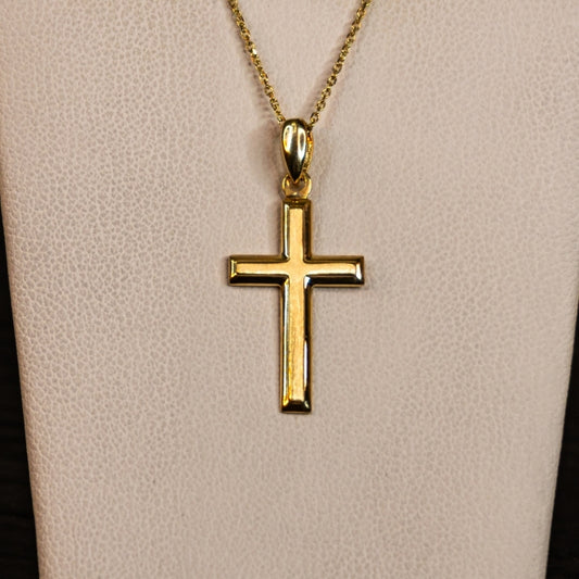 14K Gold Flat Cross Pendant