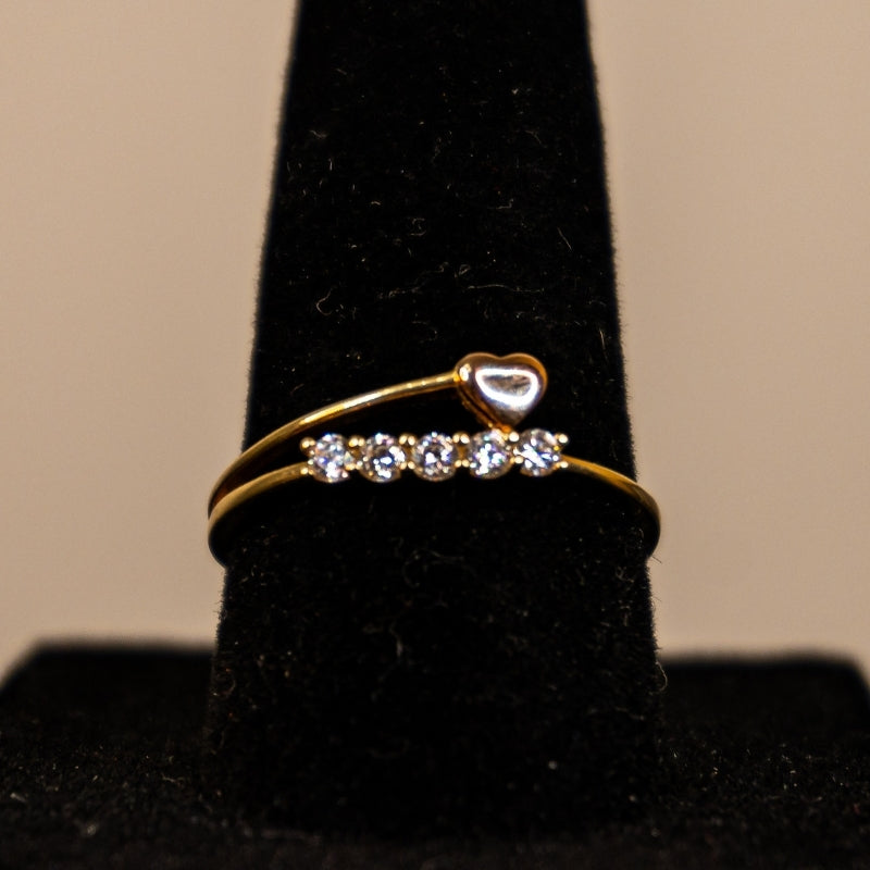 14K Gold Heart and Diamond Accent Ring