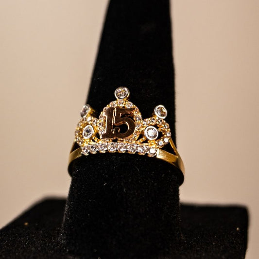 14K Gold Women's XV Ring