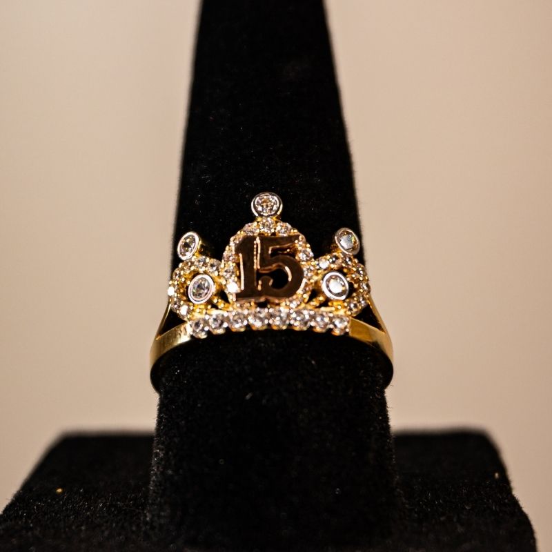 14K Gold Women's XV Ring